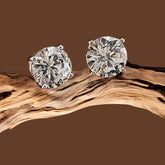 White Finish Zircon Stud Earrings In 925 Sterling Silver